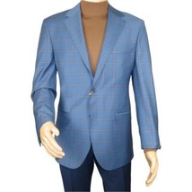 Men's Mono Turkey Sport Coat 100% Super 180s Wool 1480-01 Blue Plaid image 3