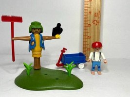 Vintage 1995 Playmobil Geobra Toy from 3823 Farm Scarecrow Boy Figure Crow Wagon - £19.76 GBP