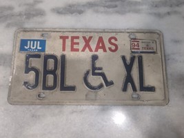 1994 United States Texas Disabled License Plate 5BL XL Expired - £7.98 GBP