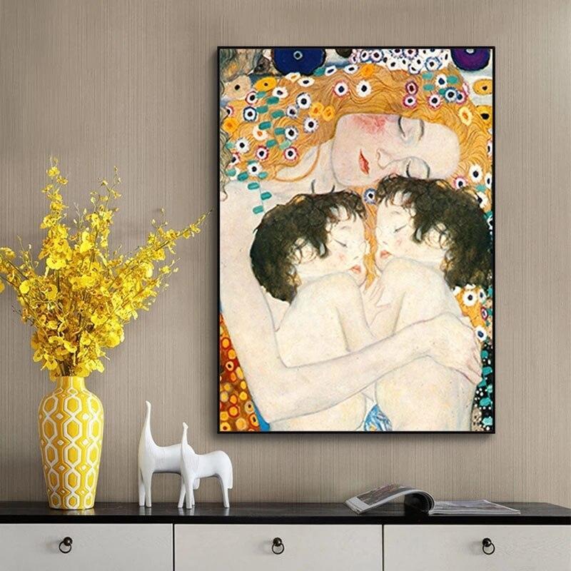 Hand Painted Retro Famous Gustav Klimt Women's Three Stages Oil Paintings Modern