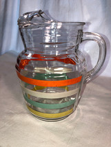 Striped Decorated Ice Lip Pitcher Depression Glass - £15.74 GBP
