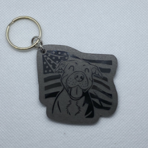 USA Happy Pittie Laser Cut Black Acrylic Keychain - $5.00