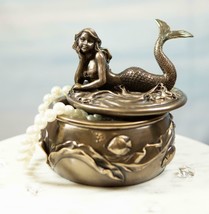 Ebros Fantasy Mermaid Resting With Under The Sea Fishes Jewelry Trinket Box - £31.16 GBP