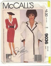 McCall&#39;s 9036 Joan Collins Big Shoulder Coat Dress Pattern 1980s Size 8 Uncut - £8.47 GBP