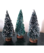Snow Covered Pine Village 6&quot; Christmas Trees Lot of 3 Flocked Evergreen ... - $150.34 MXN