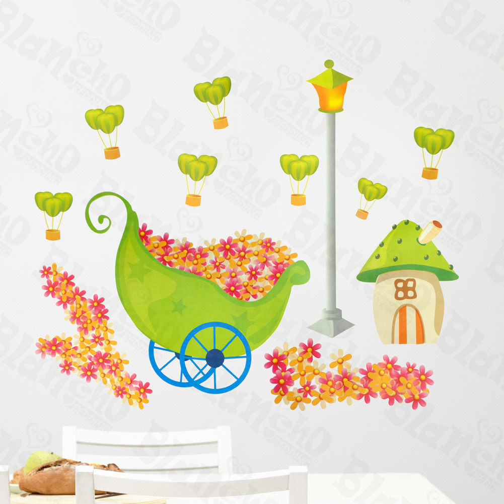 Flowers & House - Wall Decals Stickers Appliques Home Decor