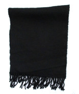 French Connection Black Lambswool Wool Scarf with Fringe Made in UK FCUK... - $33.24