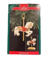 Tobin Fraley Carousel Horse1992 Porcelain with Brass Stand Hallmark Ornament #1 - £9.29 GBP