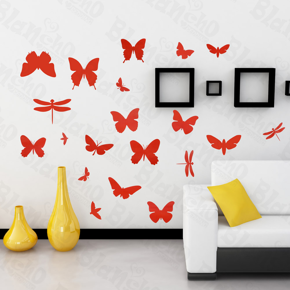 Fluttering Butterflies - Large Wall Decals Stickers Appliques Home Decor