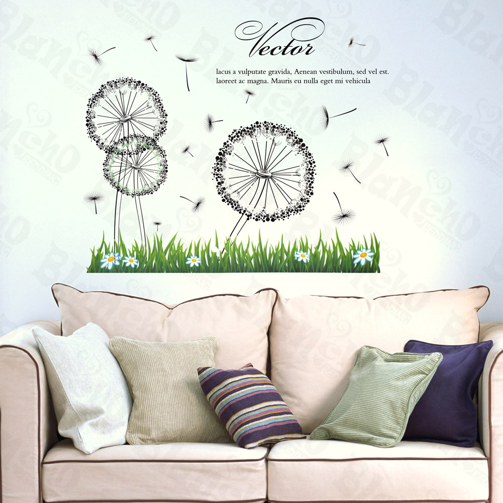 Dandelion On The Field - Large Wall Decals Stickers Appliques Home Decor