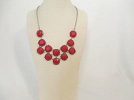 Department Store 18&quot; w 2&quot; ext Gold Tone Burgundy Stone Necklace C513 $36 - £7.19 GBP