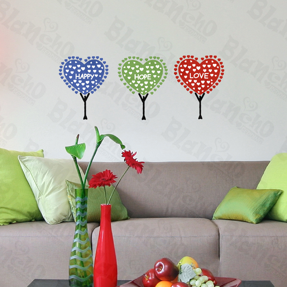 Happy Hope Love - Hemu Wall Decals Stickers Appliques Home Decor 12.6 BY 23.6 In