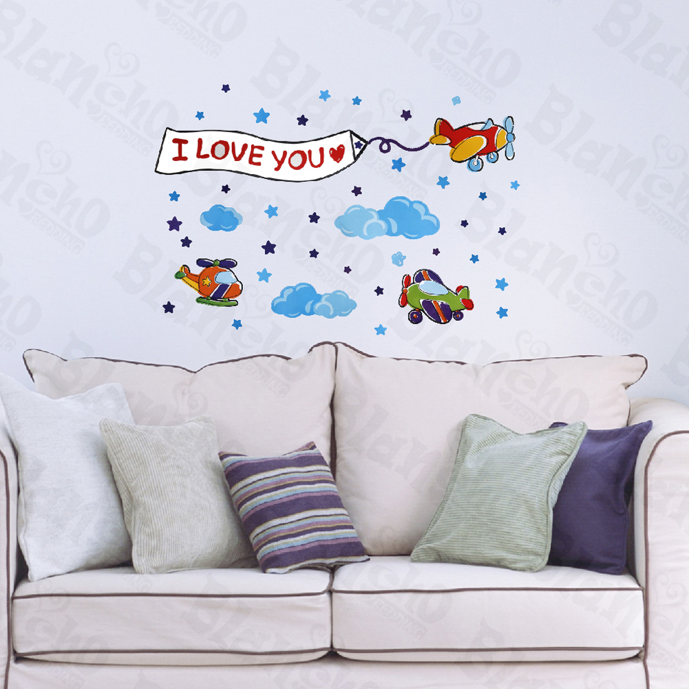 Little Helicopter - Hemu Wall Decals Stickers Appliques Home Decor 12.6 BY 23.6