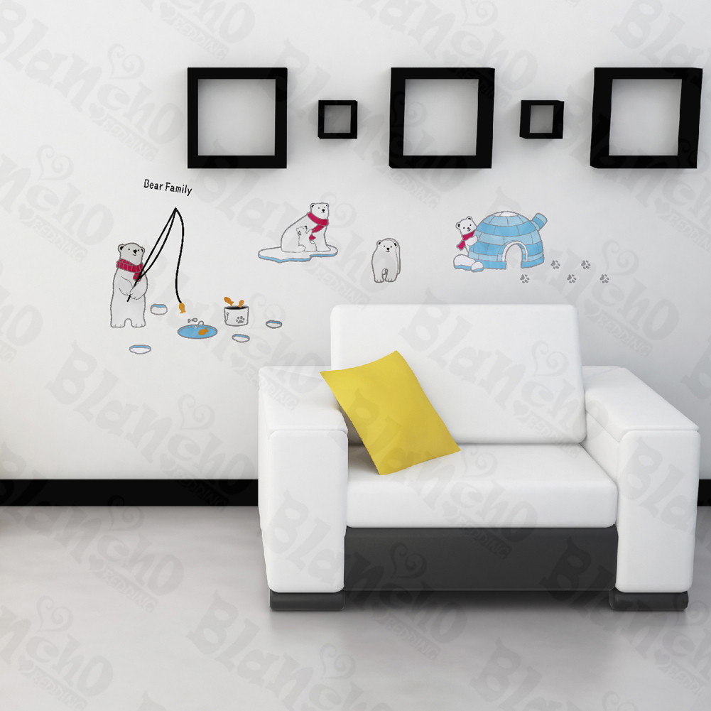 Bear Family - Hemu Large Wall Decals Stickers Appliques Home Decor 19.7 BY 27.5