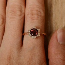 925 Sterling Silver Gold Plated Handmade Garnet Gemstone Ring Girls and Women... - £55.27 GBP