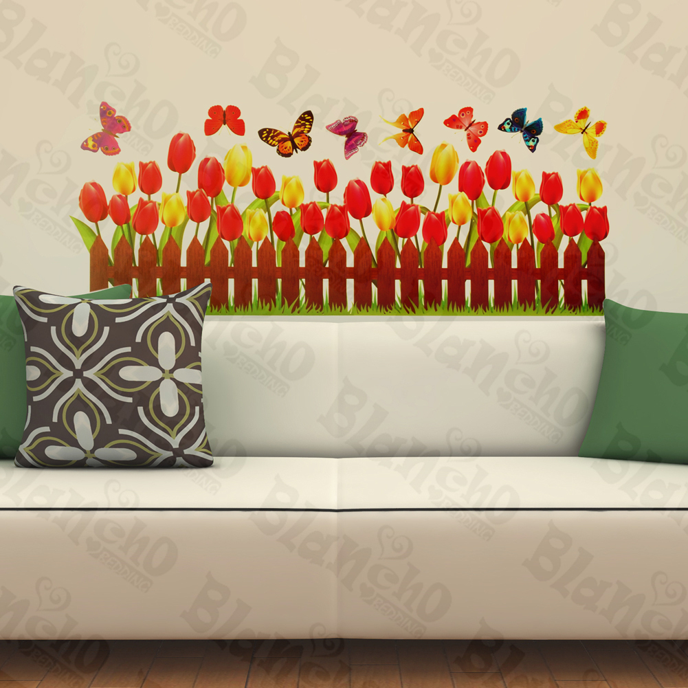 Active Butterfly and Warmth Of Tulips - Wall Decals Stickers Appliques Home D?co