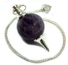Bulk 5 Pcs Natural Purple Amethyst Ball Shaped Gemstone Dowsing Pendulums - £31.71 GBP