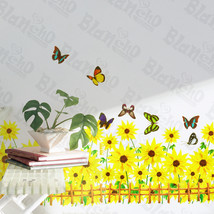 Colorful Butterfly and Blooming Flowers - Wall Decals Stickers Appliques Home D? - £6.38 GBP