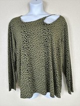 Cato Womens Plus Size 22/24W (2X) Green Animal Print Stretch Blouse Long Sleeve - £14.11 GBP