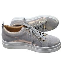 J/Slides Iridescent Gold Metallic Leather Platform Sneakers Size 10 - $79.95