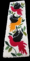 Vintage Latch Hook Rug Wall Hanging  Tree Love Birds Branches - $54.45