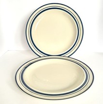 Vintage Baum Bros Blue Stripe Darien Collection Set Of 2 Dinner Plates 1... - £15.85 GBP