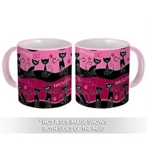 Cute Cats : Gift Mug Black Pet Pink Pattern Paw Print Smile Teenager Friendship  - $15.90