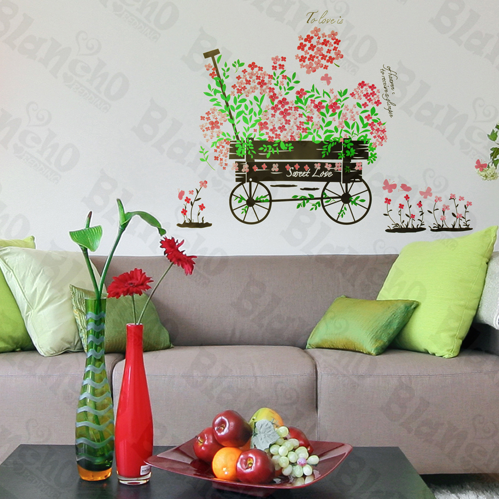 Flowers And Pushcart - Wall Decals Stickers Appliques Home D?cor
