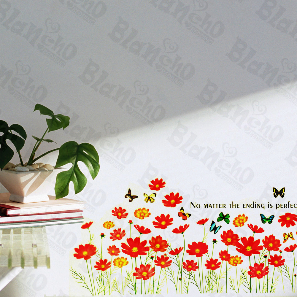 Butterfly And Flowers - Wall Decals Stickers Appliques Home D?cor
