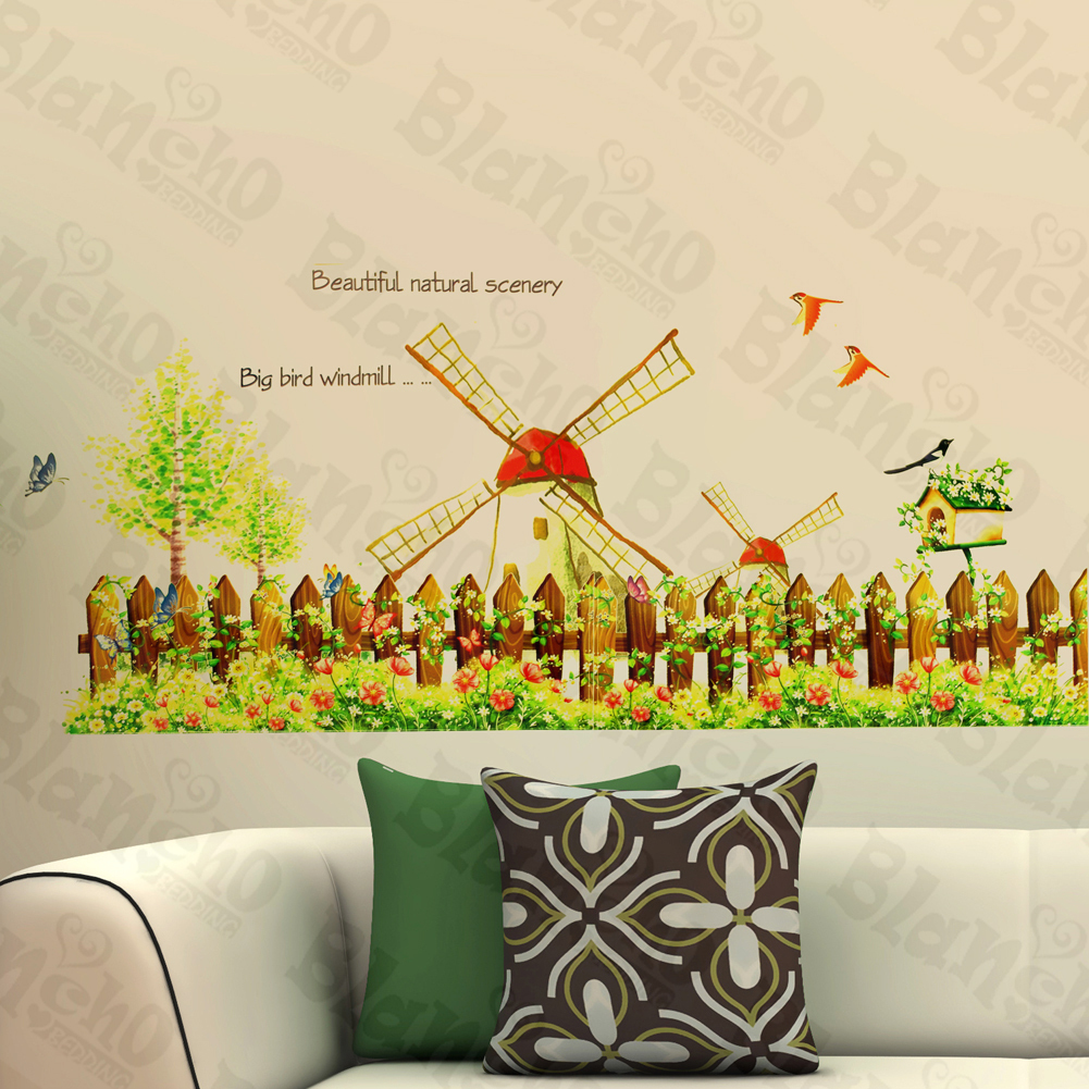 Windmill And Garden - Wall Decals Stickers Appliques Home D?cor
