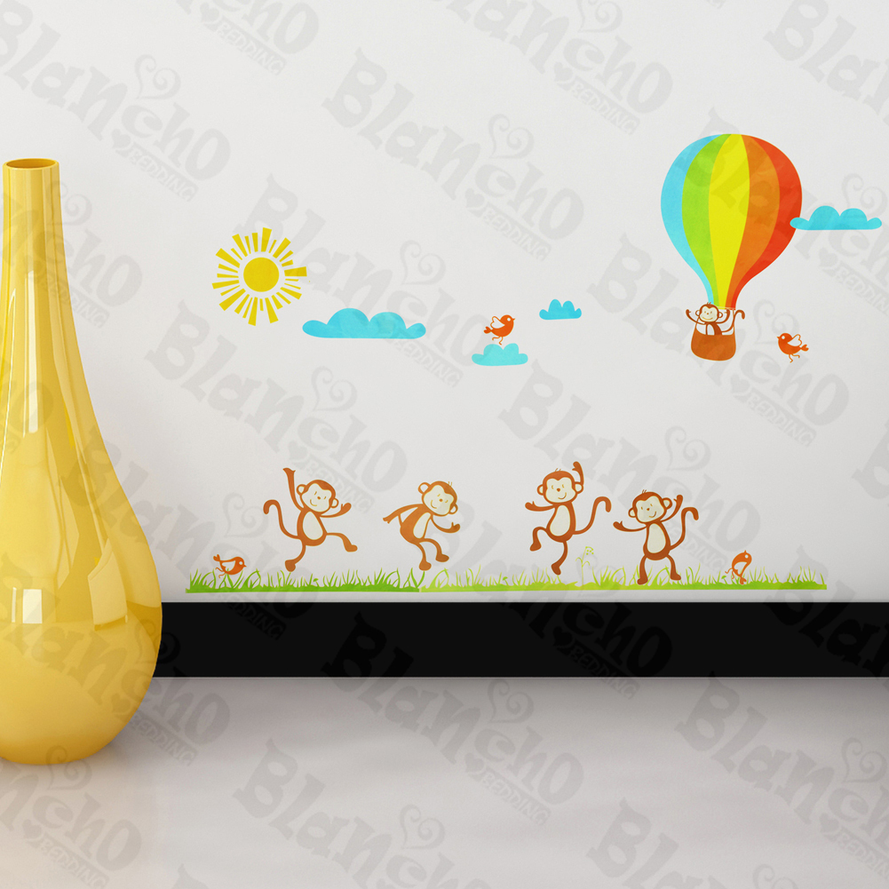 Monkey And Hot Balloon - Wall Decals Stickers Appliques Home D?cor
