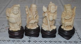 Vintage Chinese Hand Carved  Feng Shui Wise Men Figurine Lot 4 Resin Wood,Artnet - £23.69 GBP