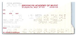 Lou Reed John Cale Concert Ticket Stub November 29 1989 Brooklyn New York - £26.75 GBP