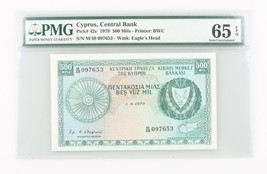 1979 Cyprus 500 Mil Graded GU-65 EPQ PMG Central Bank Gem Uncirculated P#42c - £163.45 GBP