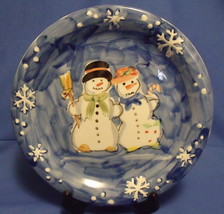 Tabletops Unlimited Snow Couple Hand Painted Blue Plate - £7.79 GBP