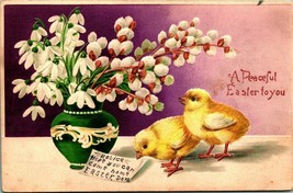 A Peaceful Easter Chicks Flowers Emboseed 1907 DB Postcard E3 - £7.20 GBP