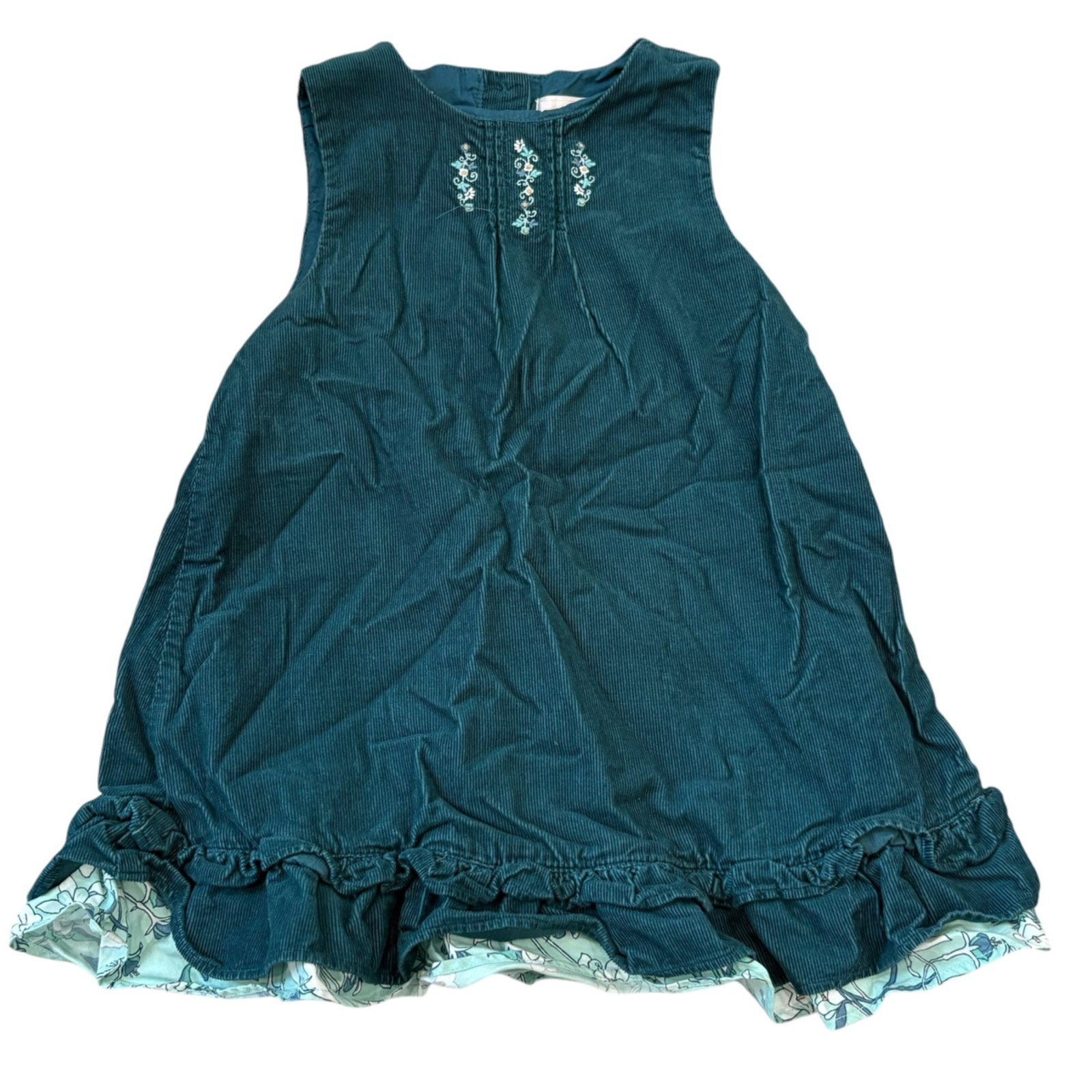 Janie and Jack Art Nouveau Fairy Line Teal Corduroy Sleeveless Dress 18-... - $19.20