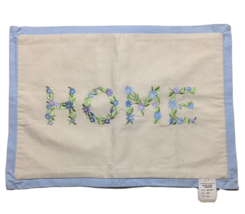 Throw Pillow Cover 14&quot; X 20&quot; Embroidered HOME Flower Spell Out Blue - £7.07 GBP