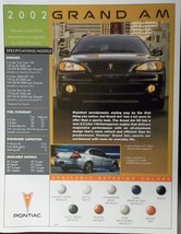 2002 Pontiac Grand Am Brochure - Specifications Sheet - $10.00