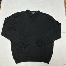 Brooks Brothers Men’s Size XL Extra Fine Merino Wool Black V-Neck 346 - $21.41