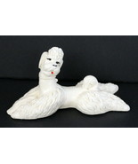Vintage Standard Poodle Chalkware Figurine ~ White ~ Laying Down ~ 1950&#39;s - $68.26 CAD