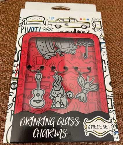Friends TV Show Drinking Wine Glass Charms (6) Metal Central Perk Markers NIB - $17.99