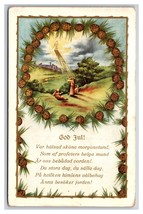 Dio Luglio Merry Christmas Pinecone Corona Angel IN Cielo DB Cartolina H29 - £3.51 GBP