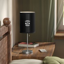Silver/White Steel Table Lamp | Custom Printed Fabric Shade | 20&quot; × 7&quot; | 10 Trim - £61.55 GBP