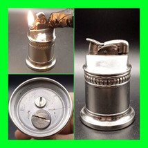 Unique Vintage Art Deco Silver Plated Evans Petrol Table Lighter - Worki... - $69.29