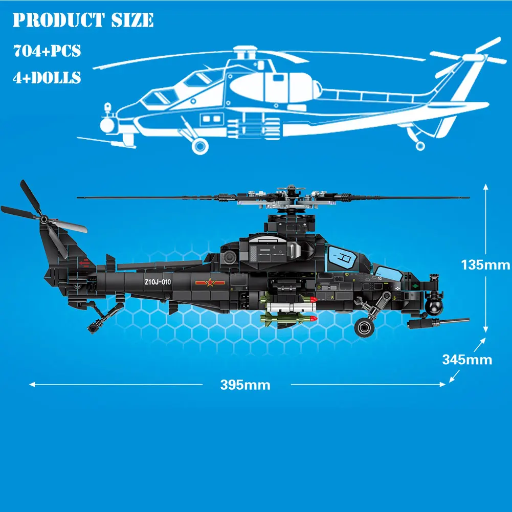 Play SEMBO Military Aircraft Z-20 Attack Helicopter Building Blocks Armed Soldie - £61.55 GBP