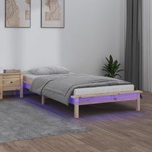 LED Bed Frame 90x190 cm Single Solid Wood - £69.51 GBP