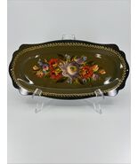 Vintage Hand Painted Floral Metal Tray Russian Signed Goth Victorian Cot... - $22.00