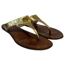 Tory Burch Sandals Womens 7 Cameron Leather Flip Flop Logo Metallic Gold - $45.53