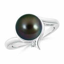 ANGARA 9mm Tahitian Pearl Solitaire Ring with Diamond in Silver for Women, Girls - £221.30 GBP+